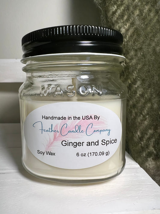 Ginger and Spice 6 oz Candle MASON JAR